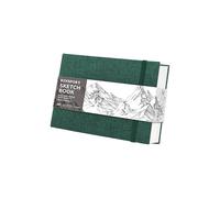 KINSPORY Hardcover Cloth Sketchbook, Sketch Pad, 100 Pages (50 Sheets) 150gsm Professional Perforated Sketch Paper, Travel Drawing Pad for Artists, Adult, Teens (Green, A6)