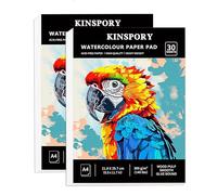 KINSPORY Watercolour Paper Pad A4 x 30 Sheets, 2-Pack 300GSM Cold-Pressed Texture Art Watercolour Paper, Glue Bound Sketchbook for Painting, Drawing, Sketching and Mixed Media - 21 x 29.7 cm