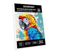 KINSPORY Watercolour Paper Pad A4 x 30 Sheets - 300GSM Glue Bound, Cold-Pressed Texture Art Watercolour Paper, Sketchbook for Painting, Drawing, Sketching and Mixed Media - 21 x 29.7 cm