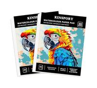 KINSPORY Watercolour Paper Pad A5 x 30 Sheets, 2-Pack 300GSM Glue Bound, Cold-Pressed Texture Art Watercolour Paper, Sketchbook for Painting, Drawing, Sketching and Mixed Media - 14.8 x 21 cm