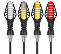 Kinstecks 4PCS Mini Motorcycle Indicators Flowing Turn Signal Lights Motorbike Turning Indicators Daytime Running Lights Brake Lights 13LED 12V for Motorcycle Motorbike