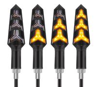 Kinstecks 4PCS Motorcycle Indicators Flowing Turn Signal Lights Motorbike Turning Indicators 12V 12 LEDs Bulbs for Motorcycle Motorbike Scooter Quad Cruiser Off Road-Y Shape