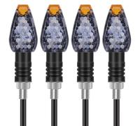 Kinstecks 4PCS Motorcycle Indicators Turning Indicators Turn Signal Lights 12V 14 LEDs for Motorcycle Motorbike Scooter Quad Cruiser Harley Kawasaki Yamaha Suzuki Off Road-Smoked Shell