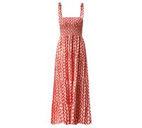 Kinstel Women's Summer Boho Spaghetti Strap Square Neck Ruffle Casual Flowy Long Dress Beach Swing Party Maxi Dress Size, W red, S
