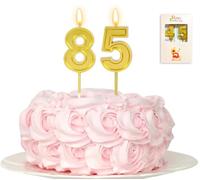 Kinsynko 85th Birthday Candles, Gold Number 85 Happy Birthday Cake Topper for Eighty-Five Years Birthday Party Decoration