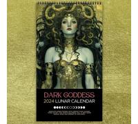 KINTAN Dark Goddess 2024 Calendar, Monthly Hanging Moon Phases Greek Mythology Pagan Calendar, Boho Gothic home decor, 2024 Angel Wall Caledar