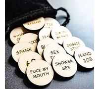 KINTAN Funny Tokens, 20Pcs Funny Tokens Sex, Funny Wooden Couples Date Night Activity Token, Romantic funny Sexy Tokens for Date Night, Party, Game (Set A, Round)