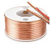 Kinter AONELAS Cable 100ft 16-Gauge Audio Stereo Speaker Wire Cable, 100 Feet, 30.48 Meters, 2 Conductor, Polarity Marked, Flexible Clear PVC, CCA, Home Theater, HiFi, Surround or Auto Amps