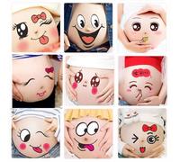 Kinteshun Photo Booth Props for Pregnant Woman,Expectant Mothers Baring Belly Bump Paster Pregnancy Facial Expressions Sticker Unborn Baby Photographying Props (Type A)