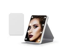 Kintion Pocket Mirror, Battery Compact Mirror, Portable LED Travel Mirror, Folding, Handheld, Purse Mirrors for Women Gift, White