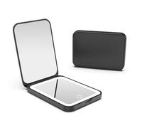 Kintion Pocket Mirror, Rechargeable 1X/3X Magnification LED Compact Travel Makeup Mirror for Purse, 3 Colors Dimmable, Folding, Handheld, Small Lighted Mirrors for Women Gifts, Black