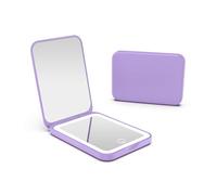 Kintion Pocket Mirror, Rechargeable 1X/3X Magnification LED Compact Travel Makeup Mirror for Purse, 3 Colors Dimmable, Folding, Handheld, Small Lighted Mirrors for Women Gifts, Purple