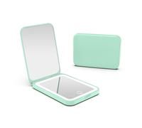 Kintion Pocket Mirror, Rechargeable 1X/3X Magnification LED Compact Travel Makeup Mirror for Purse, 3 Colors Dimmable, Folding, Handheld, Small Lighted Mirrors for Women Gifts, Cyan