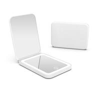Kintion Pocket Mirror, Rechargeable 1X/3X Magnification LED Compact Travel Makeup Mirror for Purse, 3 Colors Dimmable, Folding, Handheld, Small Lighted Mirrors for Women Gifts, White