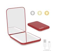 Kintion Rechargeable Pocket Mirror,1X/3X Compact Mirror with Light,Wine Red