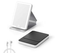 Kintion Travel Makeup Mirror, Rechargeable Compact Mirror with Light, Portable LED Pocket Mirror, Folding Vanity Mirror, 3 Color Modes Dimmable, Handbag Small Mirrors for Women Gift, Black
