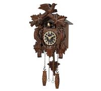Kintrot Cuckoo Clock, Traditional Black Forest Handcrafted Wooden Quartz Clock for Wall Antique Decroration with Maple Leaf Pendulum, 12 Melodies, Night Sensor and Singing Bird