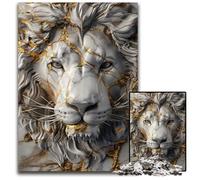 Kintsugi Art White Lion Puzzles 1000 Pieces for Adults Impossible Jigsaw Puzzles for Adults Brain Teaser Home Decor Perfect 1000 PCS(75x50cm)