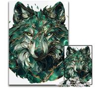 Kintsugi Art Wolf Face 1000 Piece Jigsaw Puzzle Wooden Puzzles Fun at Home Activities Birthday Present Travel Gifts 1000 PCS(75x50cm)