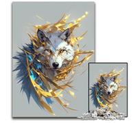 Kintsugi Art Wolf Face Jigsaw Puzzles for Adults 1000 Piece Paper Jigsaw Puzzles for Adults Interactive Family Game DIY Home Decor Brain Teaser Gift 1000 PCS(38x26cm)