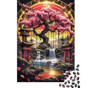 Kintsugi Asian Cherry Tree 1000-Piece Puzzle for Adults, 38x26cm/1000pcs; for Quiet Downtime Without A Screen; White Cardboard for Steady Handling