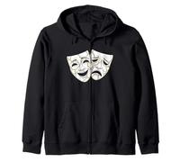 Kintsugi Comedy Tragedy Mask Theatre Resilience Graphic Zip Hoodie
