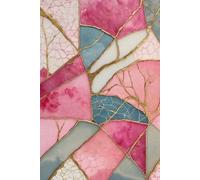 KINTSUGI FLORAL-Botanical Pink Jade Gold Vintage Japanese Craft-WELLNESS HELP JOURNAL NOTEBOOK DIARY Asian Oriental Zen Flower Artist Women Teen Girl ... Abstract Art High School College University