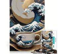 Kintsugi Great Wave Puzzles for Teenagers 1000 Pieces Relax Game Clear Tone Fun Hobby Birthday Art Gift (38x52cm)