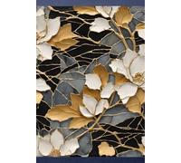 KINTSUGI INDIGO GOLD Botanical Floral Vintage Japanese-Black Gray WELLNESS JOURNAL NOTEBOOK DIARY Asian Oriental Flower Artist Women Men Teen GIFT: ... Homeschool College Ivy League University