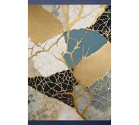 KINTSUGI INDIGO GOLD Botanical Floral Vintage Japanese-HEALTH WELLNESS HELP JOURNAL NOTEBOOK DIARY Asian Oriental Flower Artist Women Men Teen GIFT: ... Homeschool College Ivy League University