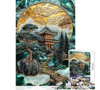 Kintsugi Mountain Shrine Jigsaw Puzzles 1000 Pieces for Adults Peaceful Calm Stress Relief Mindful Peaceful Leisure Game (38X26cm)
