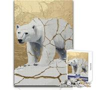 Kintsugi Polar Bear Art Teenager Jigsaw Puzzles 1000 Pieces Educational Observation Skill Game Perfect Meaningful Festive Gift Size 38x52cm