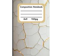 Kintsugi Reflections: 120-Lined Page Notebook with Cracked Ceramic & Gold Repair Design on Matte White Cover