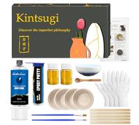 Kintsugi Repair Kit Gold, Japanese Gold Repair Kit with Practice Cup, Gold Glue for Ceramics and Porcelain Repair, Beginner Repair Broken Ceramics Kintsugi Kit, Handmade Gifts