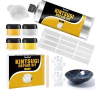 Kintsugi Repair Kit Gold & Silver, 50ml Kintsugi Glue for Broken Ceramics, Bowls, Cups, Porcelain, Glass, Food Safe Pottery Repair Kit for Repair Meaningful Gifts, Jade, Sculpture, Vase, Mug
