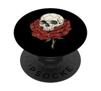 Kintsugi Skull Red Rose Gothic Resilience Wabi Sabi Graphic PopSockets Adhesive PopGrip