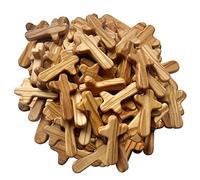 Kintyno 100 Pieces Small Olive Wood Crosses, Holding Crosses, 2.56in Portable Prayer Crosses with Certificate and Pocket