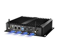 Kinupute Fanless Mini PC, Industrial Desktop Computer Core i3-5005U 2.0GHz, Windows 10 Pro, 8GB RAM, 256GB SSD, 2xNICs, 6xCOM RS232, 4xUSB 3.0, HDMI/VGA Ports, Auto Power On, Full Metal Case