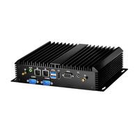 Kinupute Rugged Fanless Industrial Mini PC, Desktop Computer Core i5-4200U 1.6-2.6GHz, Win-10 Pro, 8G RAM, 128G SSD, 2xNICs, 2xCOM RS232, HDMI/VGA Port, 4xUSB3.0, WiFi, Auto Power On, Full Metal Case
