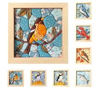 Kinusaiga Japanese Fabric Art Kit | No Sewing with Frame & Tools | Fabric Mosaic Wall Art Craft Kit | DIY Relaxing Craft for Adults & Beginner | Unique Cottagecore Handmade Gifts or Home Wall Decor