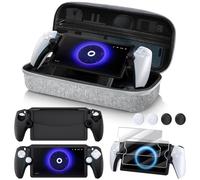 Kinwin 10 in 1 Accessories Bundle Compatible with PlayStation Portal, Grey EVA Carrying Case with Silicone Protective Cover, 2 Pack Screen Protectors and 4 Thumb Grips for PS5 Portal Console