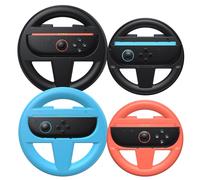 Kinwin 4 Pack Steering Wheels for Nintendo Switch 2 (2025) Joy-Cons, Racing Wheel Controller for Mario Kart World & 8 Deluxe, Ergonomic Design for NS2 Joycon Accessories (Black, Orange and Blue)