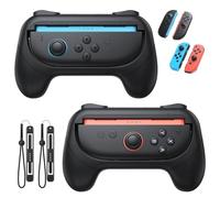 Kinwin Grips for Nintendo Switch 2 (2025)/ Switch 1 & OLED for JoyCon, Anti-Slip Controller Grips Handle Kit Accessories for Mario Kart World/8 Deluxe Games for JoyCon 2, NS2/NS1 Joypad Holder (Black)