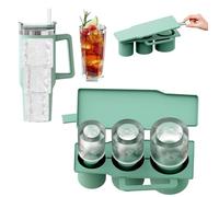 Kinwodon Ice Cube Tray with Lid, Silicone Cup Ice Mold, 3 Hollow Cylinder, Reusable Ice Cube Maker Accessories for 20-40 oz, Green
