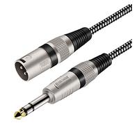 KINXIYU XLR Male to 1/4 Inch TRS Cable 6 FT, Nylong Braided XLR 3 Pin Male to Quarter inch 6.35mm TRS Balanced Interconnect Wire Mic Cord (Pure Copper Conductors)