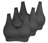 KINYAOYAO 3 Pack Women's Clothing Ultimate Comfy Medium Support Seamless Wireless Sports Bra with Removable Pads, Ptbx-bbb, L