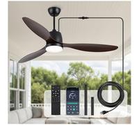 Kinyaras - Outdoor Ceiling Fan with Light:52 Inch Waterproof Ceiling Fan with Remote Control, 6 Speed Reversible Silent DC Motor, 3CCT for Patio, Porch, Pergola