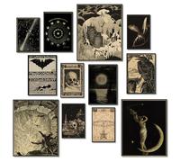 KINYEYE 12PCS Gothic Moody Bedroom Eclectic Posters, Dark Academia Wall Posters for Dorm Decor, Grunge Room Decor | Unframed