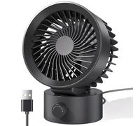 KinYiLO USB Desk Fan Silicent Quiet, Small Desktop Fans for Home Office Dorm Room Tablet, Stepless Speeds Flexible Airflow Personal Cooling, USB Powered, Black