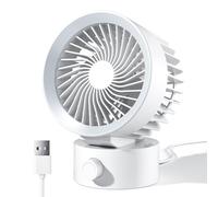 KinYiLO USB Desk Fan, Small Fans for Desktop, Strong Airflow Stepless Adjustable, Ultra Quiet Cooling, Plug In USB Powered, Portable for Home Office Dorm Indoor Laptop PC, White